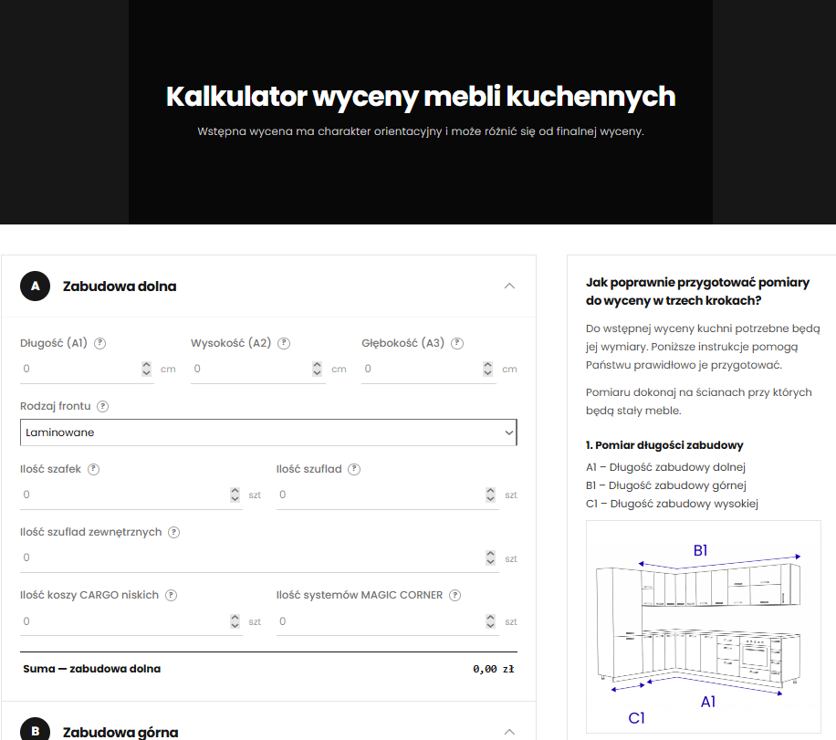 Podgląd realizacji kalkulatora online